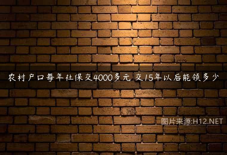 农村户口每年社保交4000多元 交15年以后能领多少