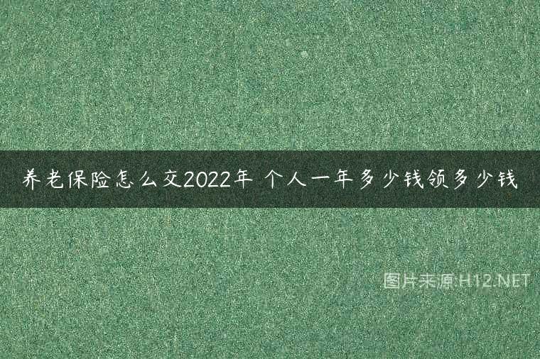 养老保险怎么交2022年 个人一年多少钱领多少钱