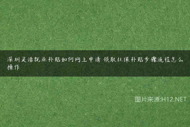 深圳灵活就业补贴如何网上申请 领取社保补贴步骤流程怎么操作