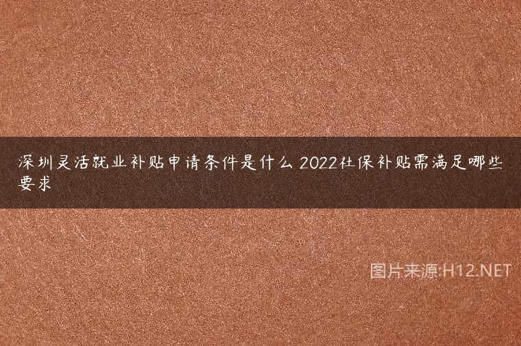 深圳灵活就业补贴申请条件是什么 2022社保补贴需满足哪些要求